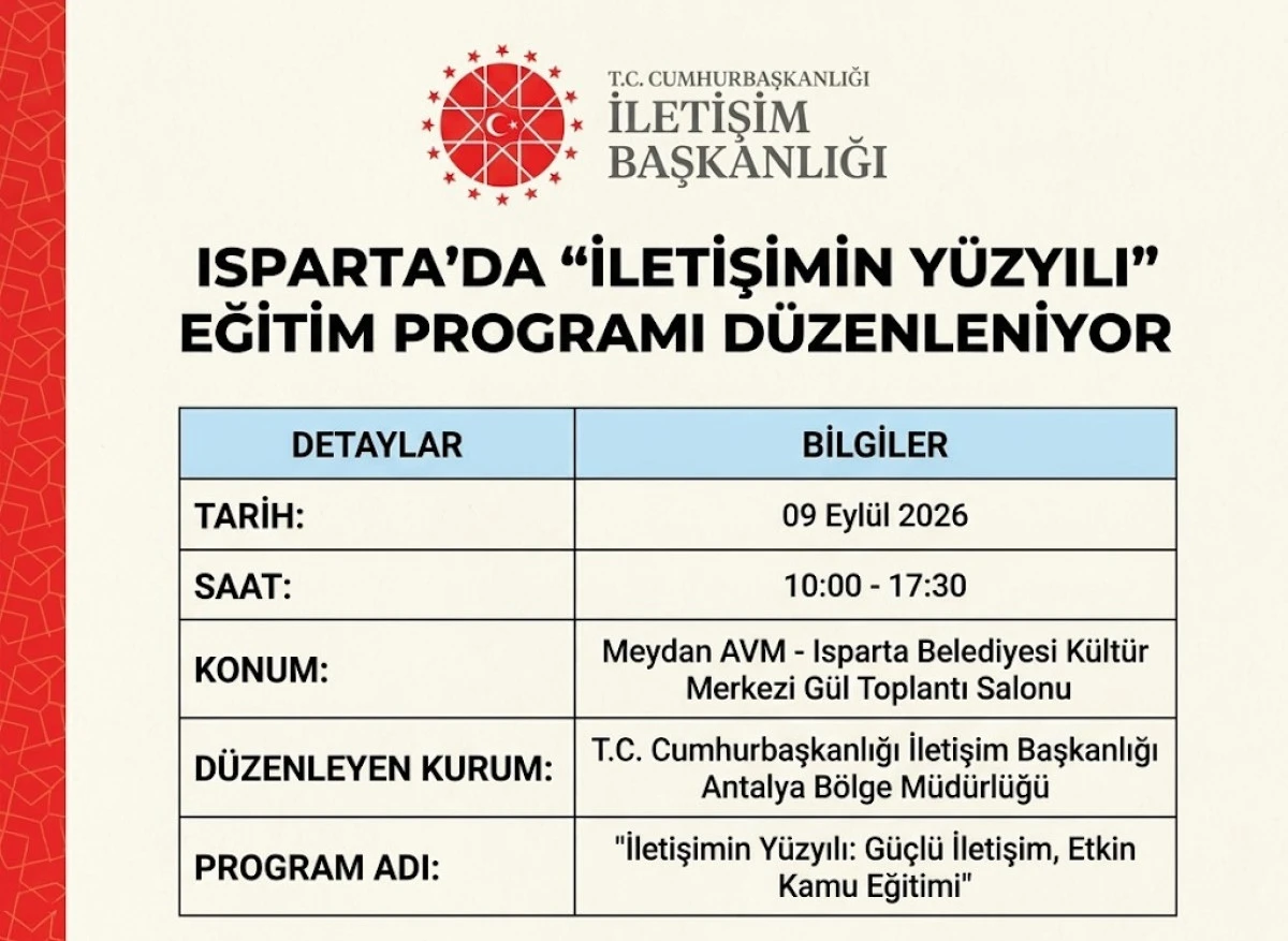 ISPARTA&rsquo;DA "İLETİŞİMİN Y&Uuml;ZYILI" EĞİTİM PROGRAMI D&Uuml;ZENLENİYOR
