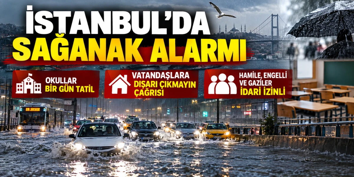 İSTANBUL&rsquo;DA SAĞANAK ALARMI: OKULLAR TATİL, VATANDAŞLARA EVDE KALIN &Ccedil;AĞRISI