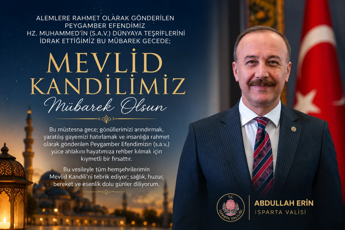 VALİ ERİN&rsquo;DEN MEVLİD KANDİLİ MESAJI